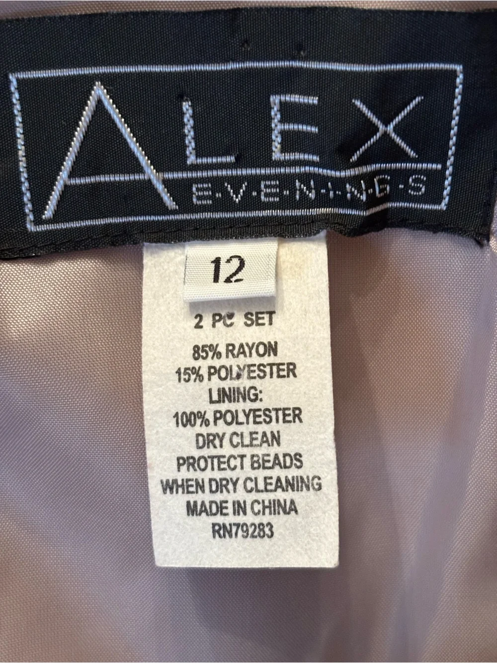 Alex Evenings Shimmering Dusty Beige Two-Piece Evening Set - Picture 3 of 9